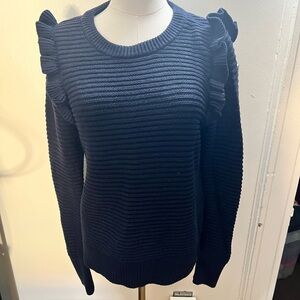 Banana Republic Dark Blue Ruffle Sweater